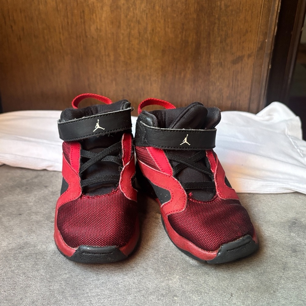 Jordan Kids Red and Black Sneakers